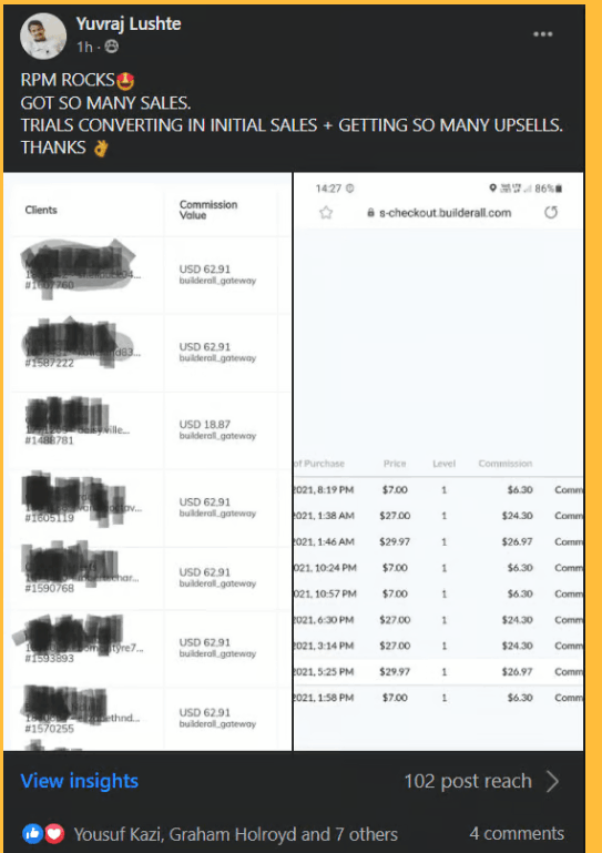 Rapid Profit Machine student's results