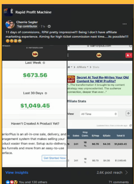 Rapid Profit Machine student's results